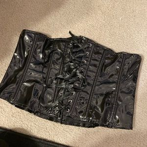Black pvc underbust corset